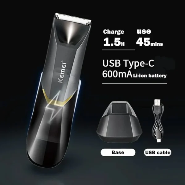 Kemei Body Hair Trimmer, Electric Full Body Shaver, Groomer - Image 3